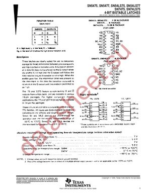 SN74LS75DE4 datasheet  